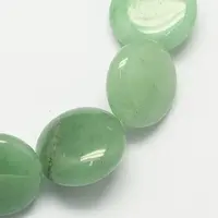Flat Round Gemstone Natural Green Aventurine Stone Beads Strands