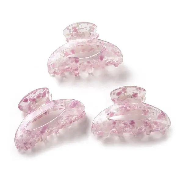 Transparent Floral Pattern Acrylic Claw Hair Clips