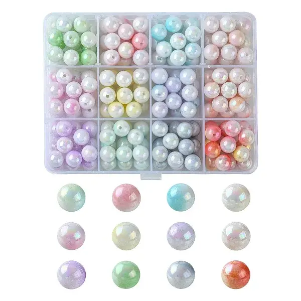192Pcs 12 Colors Two Tone Opaque Acrylic Beads