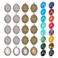 DIY Stone Oval Pendants Making Kit