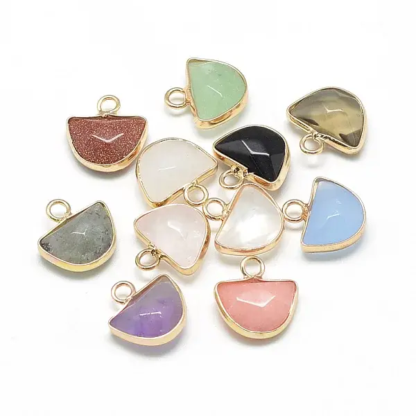 Natural & Synthetic Mixed Stone Semi Circle Pendants