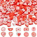 Valentine's Day Theme 300Pcs Handmade Polymer Clay Beads