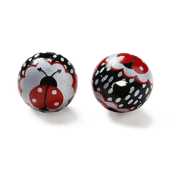 Printed Wood Round Beads