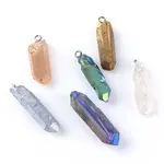Electroplate Natural Quartz Pendants