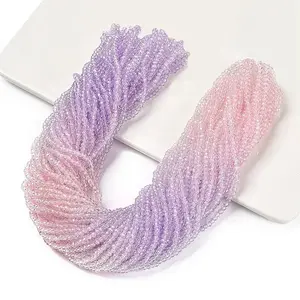 Transparent Painted Glass Beads Strands