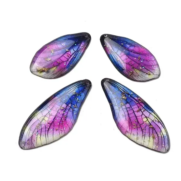 4Pcs Transparent Epoxy Resin Butterfly Wings Pendants