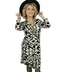 Pri Elegant retro patterned midi dress pencil neckline YASMIN