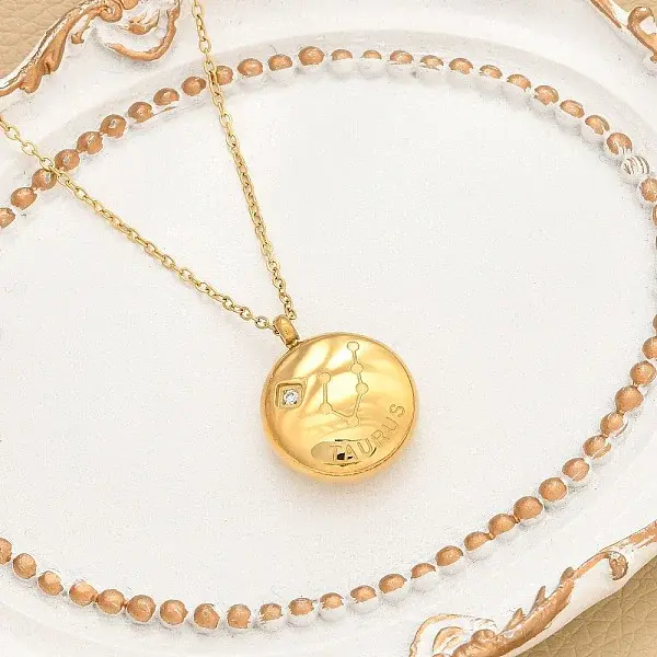 304 Stainless Steel Clear Cubic Zirconia Constellation Pendant Necklaces