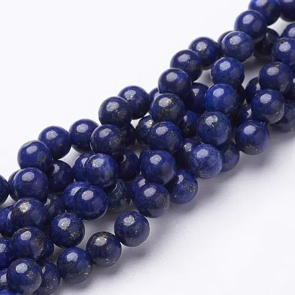 16 inch Grade A Round Dyed Natural Lapis Lazuli Beads Strand