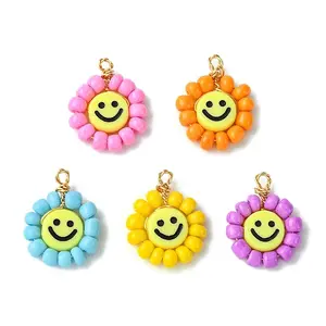 Acrylic Glass Seed Beaded Pendants