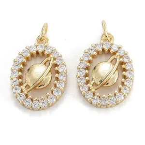 Brass Micro Pave Clear Cubic Zirconia Pendants