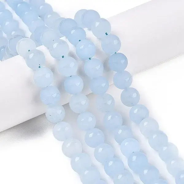 Frosted Natural White Jade Beads Strands