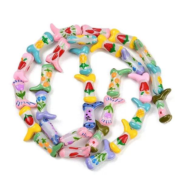 Boot Baking Painted Glass Enamel  Beads