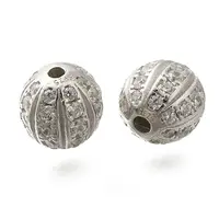 925 Sterling Silver Micro Pave Clear Cubic Zirconia Beads