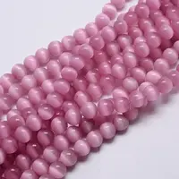 Pink Color Cat Eye Round Beads