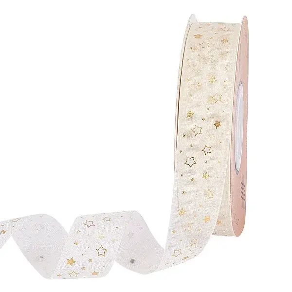 20 Yards Hot Stamping Star Polyester Chiffon Ribbons