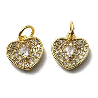 Brass Micro Pave Clear Cubic Zirconia Charms
