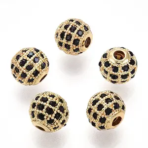 Rack Plating Brass Cubic Zirconia Beads