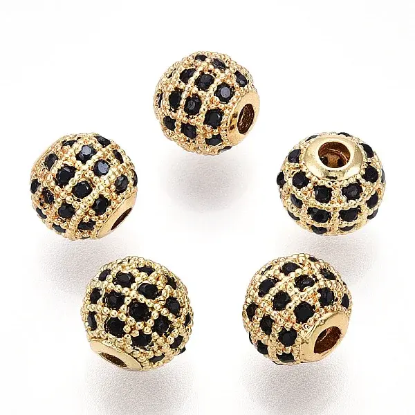 Rack Plating Brass Cubic Zirconia Beads