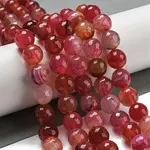 Faceted Natural Dragon Veins Agate Beads Strands