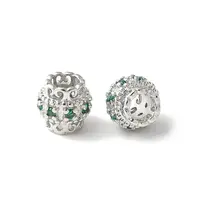 Brass Micro Pave Cubic Zirconia European Beads