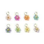 8Pcs 8 Color Flower Glass Seed Beaded Charms
