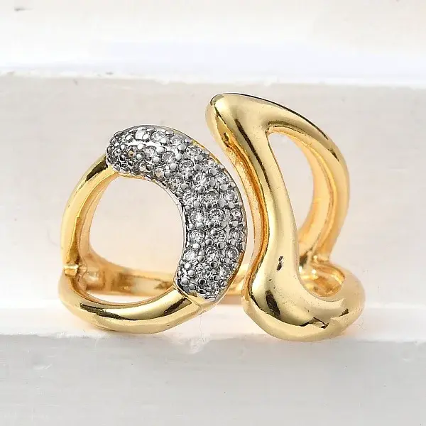 Brass Micro Pave Cubic Zirconia Cuff Rings