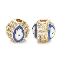 Brass Micro Pave Cubic Zirconia Beads