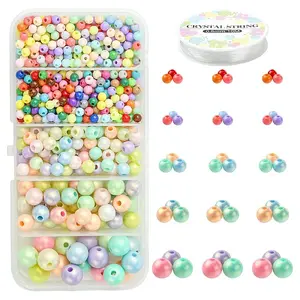 DIY Colorful Acrylic Round Beaded Stretch Bracelets