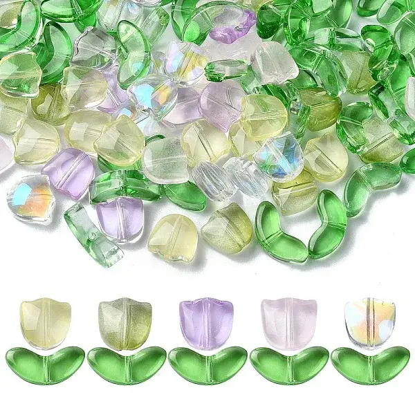 Spray Painted Transparent Glass Beads