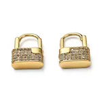 Brass Micro Pave Clear Cubic Zirconia Huggie Hoop Earrings