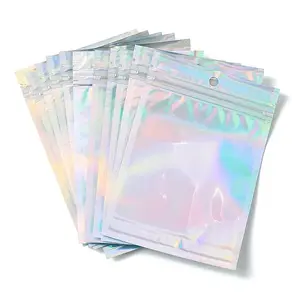Rectangle Zip Lock Plastic Glitter Holographic Bags