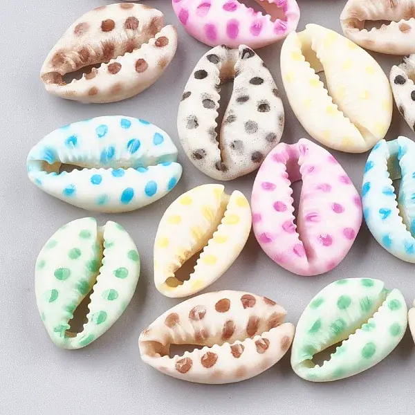 Printed Cowrie Shell Beads