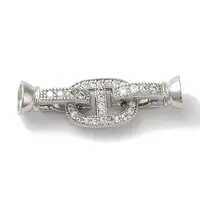 Oval Rack Plating Brass Micro Pave Clear Cubic Zirconia Fold Over Clasps