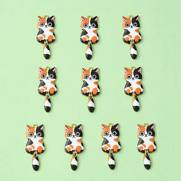 Light Gold Rack Plating Alloy Enamel Pendants