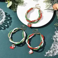 3Pcs Christmas Alloy Enamel Charm Bracelets