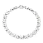 Noble Gift Ideas for Lady Platinum Tone Brass Micro Pave Cubic Zirconia CZ Flower Link Chain Bracelets
