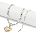 Brass Clear Cubic Zirconia Heart Pendant Strass Chain Necklaces for Women
