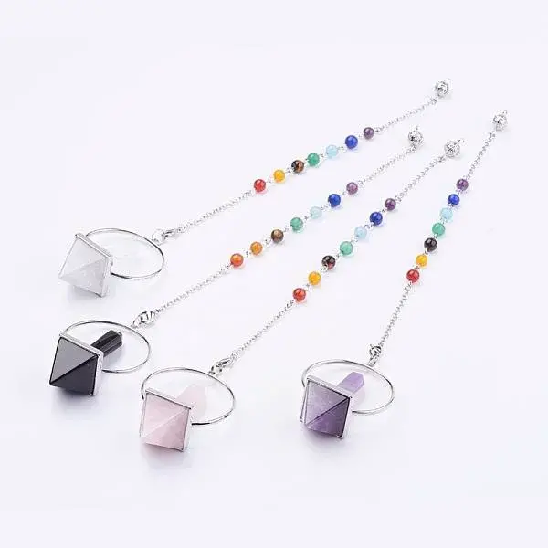 Chakra Natural & Synthetic Mixed Stone Pyramid Dowsing Pendulums