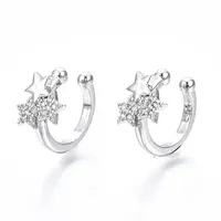 Brass Micro Pave Clear Cubic Zirconia Cuff Earrings