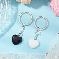 Natural Obsidian White Jade Keychain