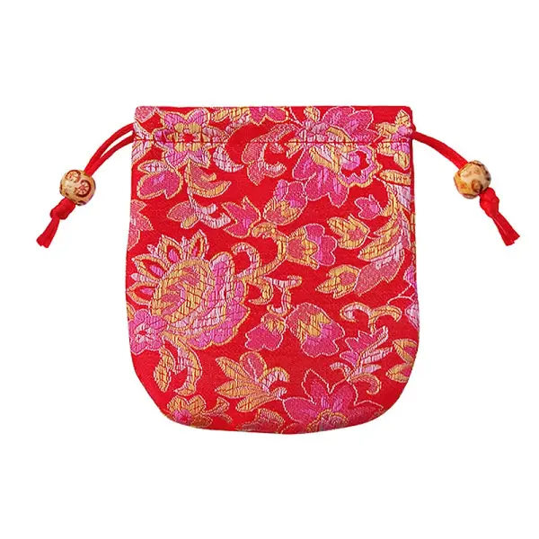 Chinese Style Flower Pattern Satin Jewelry Packing Pouches