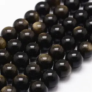 Natural Golden Sheen Obsidian Beads Strands