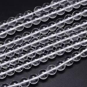 Round Natural Grade AA Quartz Crystal Beads Strands