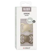 BIBS Supreme Ortodontické Cumlíky z prírodného kaučuku - , veľkosť 2, Vanilla/Dark Oak 2 ks