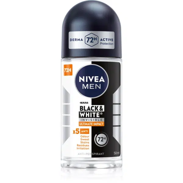 NIVEA MEN Invisible Black & White guličkový antiperspirant pre mužov 50 ml