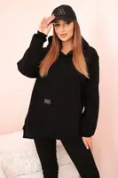 Polski Dámsky bavlnený komplet s kapucňou a legínami s vysokým pásom čierny