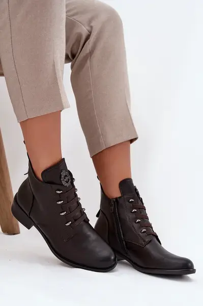 Boto Nízke Zateplené Čižmy Na Zips S Ozdobou Hnedé Nevalia