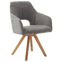 Voleo ŽIDLE S PODRUČKAMI, tkaná látka, tmavě šedá, divoký dub