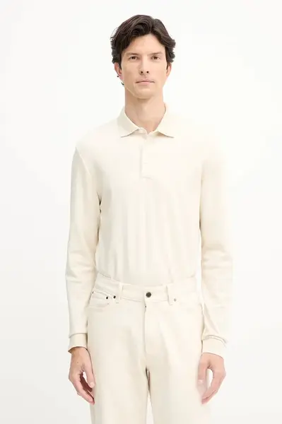 Bavlněné tričko s dlouhým rukávem BOSS Pado 30 šedá barva, 50468392